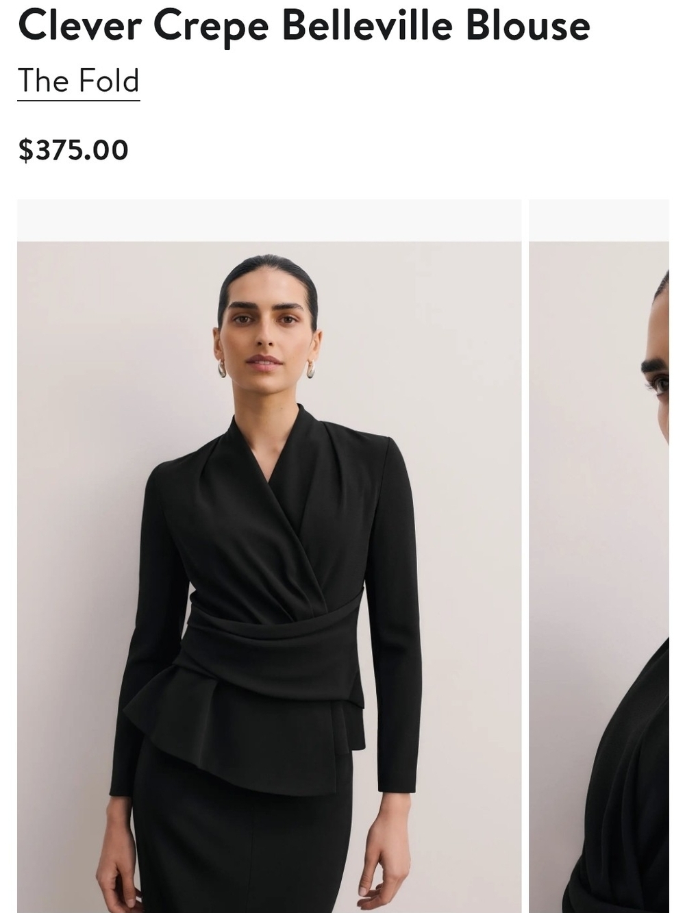 The Fold Clever Crepe Belleville Blouse Size UK10/6US